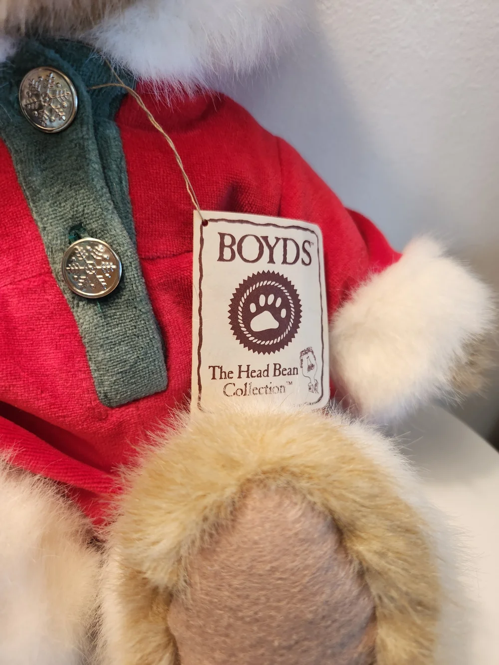 Boyds  Bear Holiday Bear in Red Santa Hoodie.